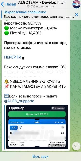 ALGOTEAM ставки на спорт