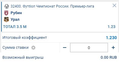 Ставка на матч Рубин - Урал