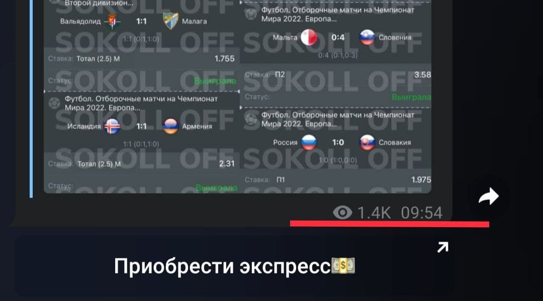 Просмотры Телеграмм канала Express Bet