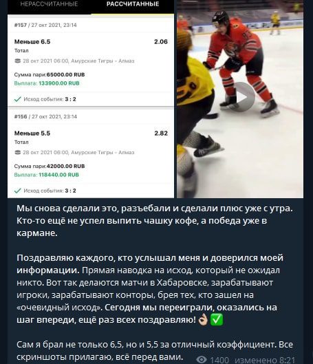 NEVSKIY HOCKEY Телеграм канал - статистика прогнозов