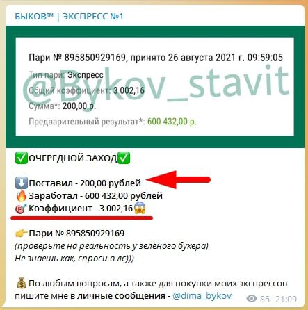 БЫКОВ ЭКСПРЕСС Телеграмм