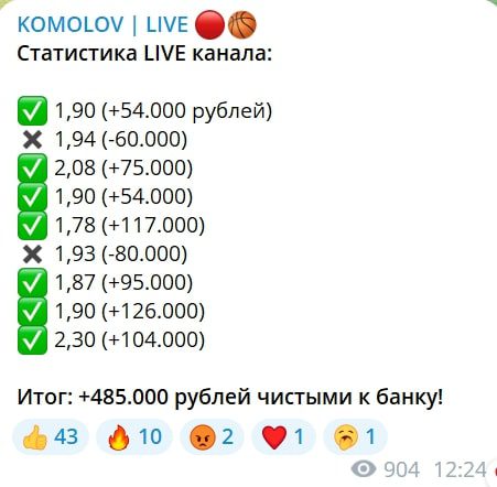 KOMOLOV LIVE статистика